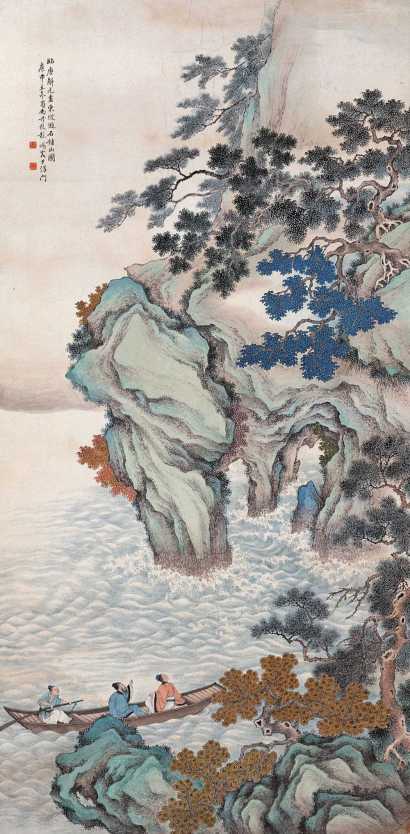 彭旸 庚申（1920年）作 东坡游石钟山 镜心